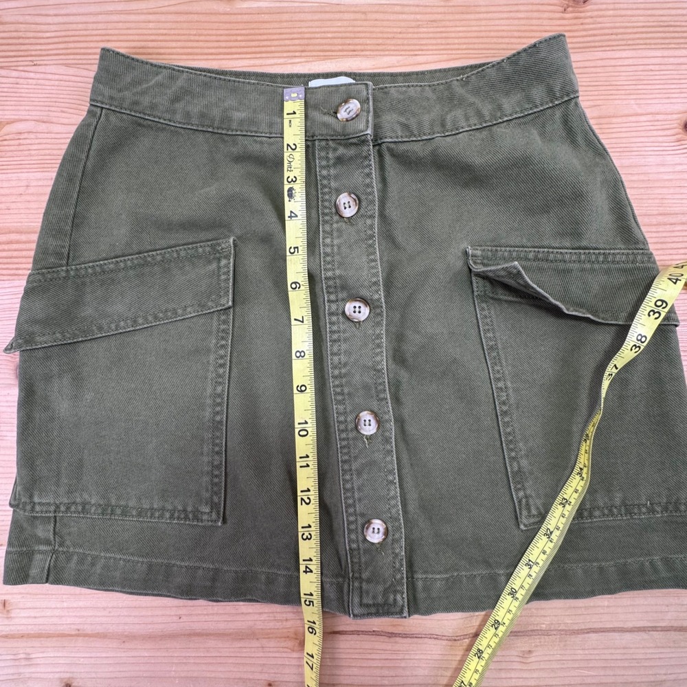 BDG Olive Green Button-Front Utility Mini Skirt Size Small Women's Cargo Style - Picture 6 of 9